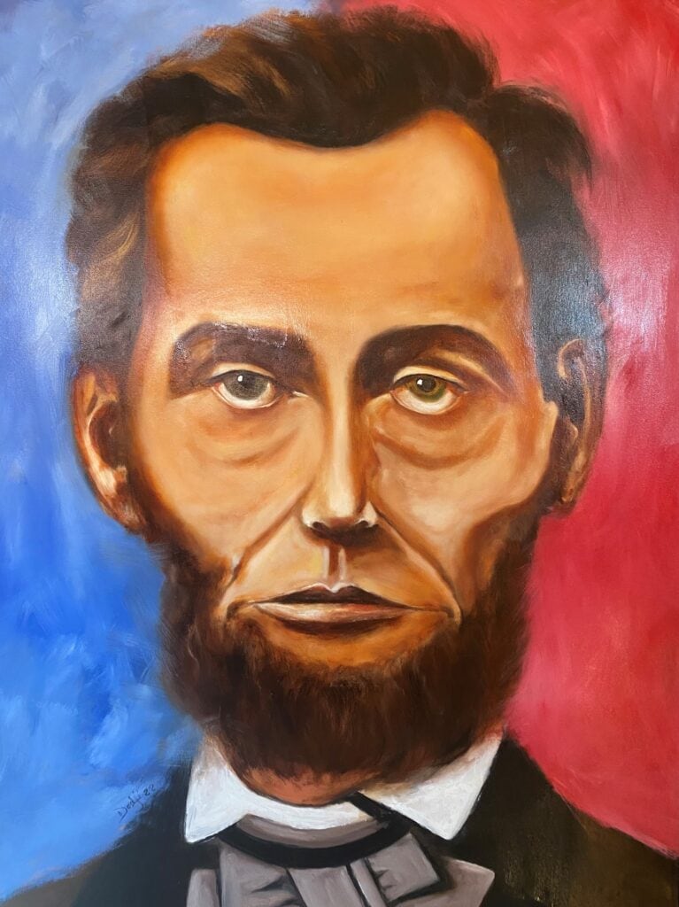Oil painting on canvas Dodji Koudakpo did of Abraham Lincoln. 