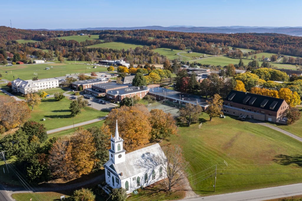 An aerial view of the Vermont State University Lyndon campus