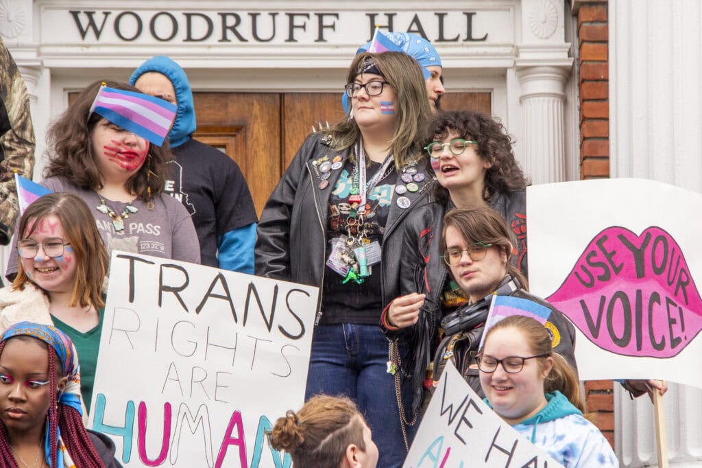 Photo of the Transgender Day of Visibility March of March event at Vermont State University Castleton on March 29, 2025.