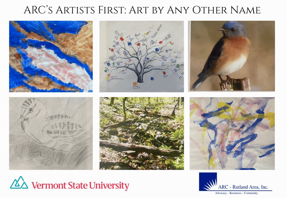 A collage of artworks produced for the "Art by Any Other Name" exhibit