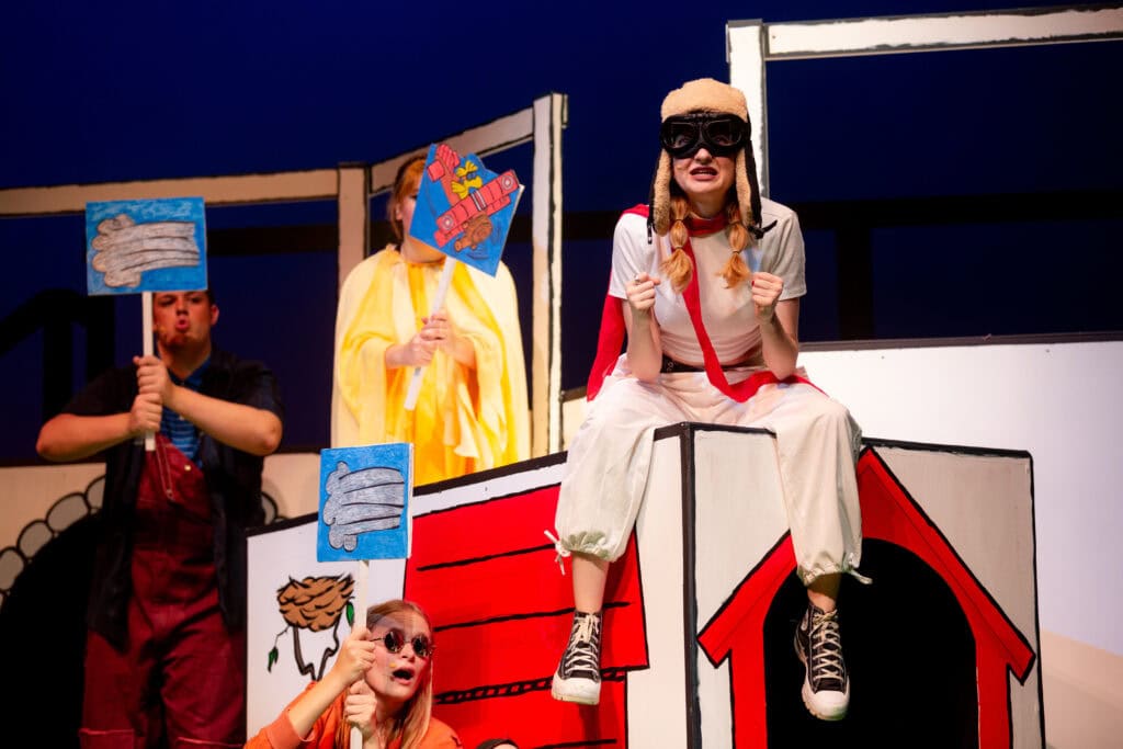 Student performing "You're a Good Man, Charlie Brown" at VTSU Castleton